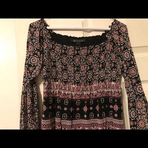 Shapes red, burgundy and black blouse